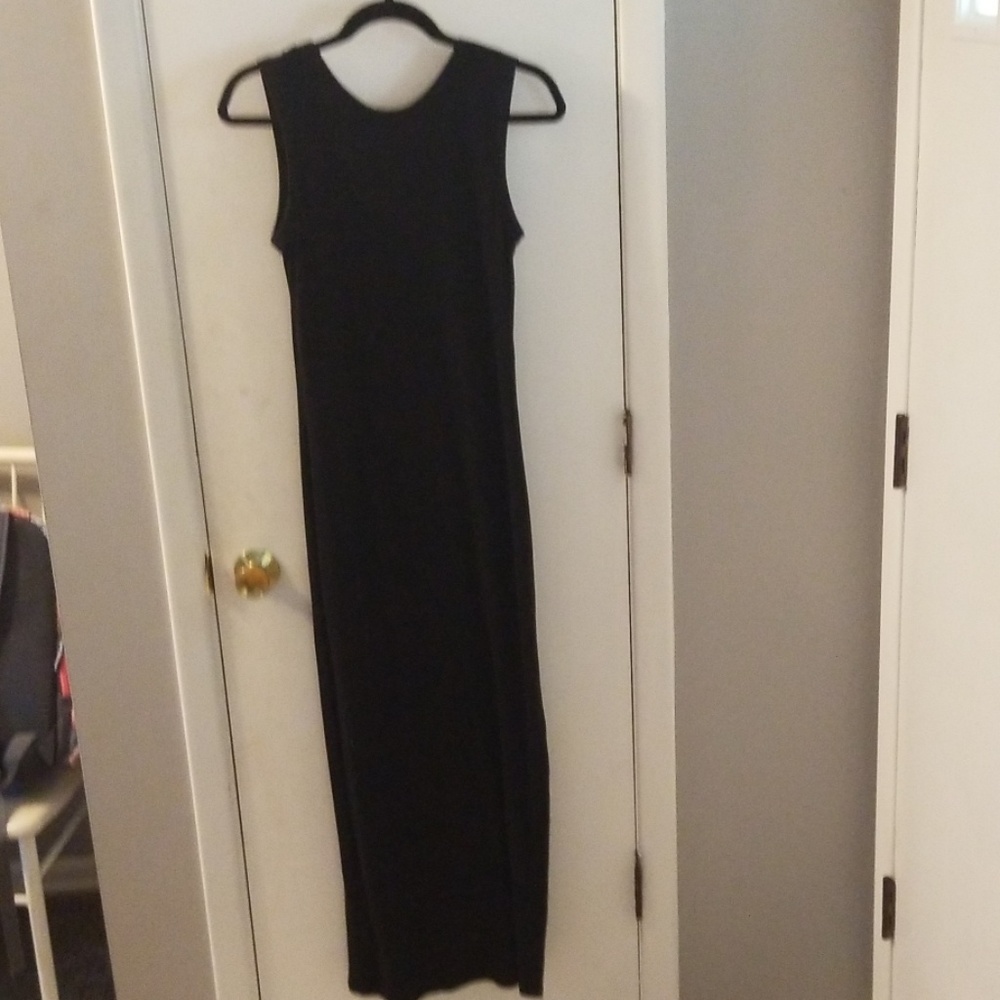 Black Maxi Dress with button up slip